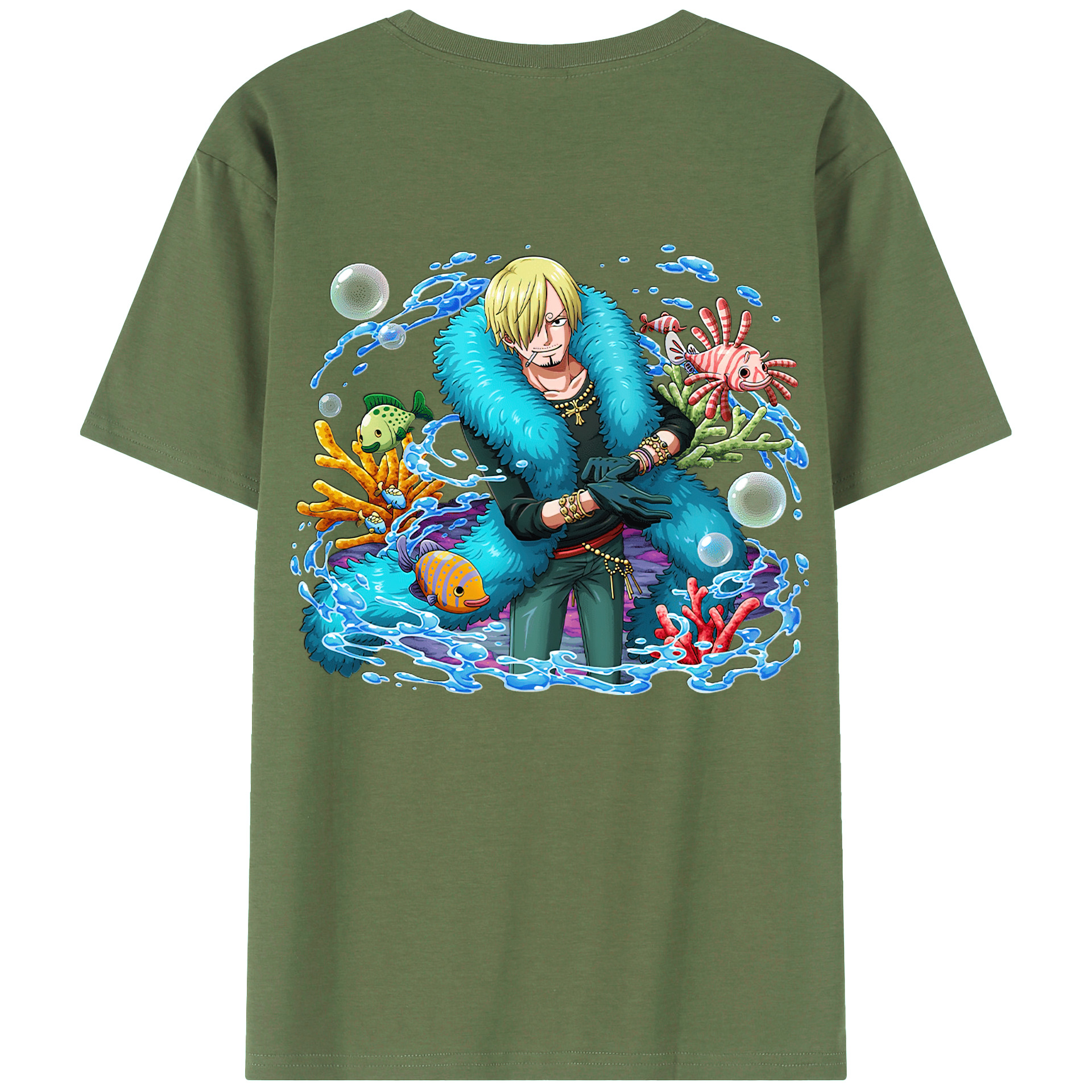 （画像用） ワンピース サンジ ONE PIECE Sanji 綿100％ メンズ半袖Tシャツ（バックプリント） 通気性